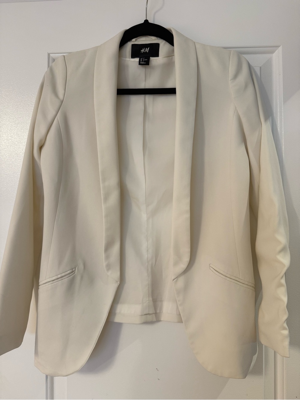 H&M Cream Open-Front Shawl Collar Blazer